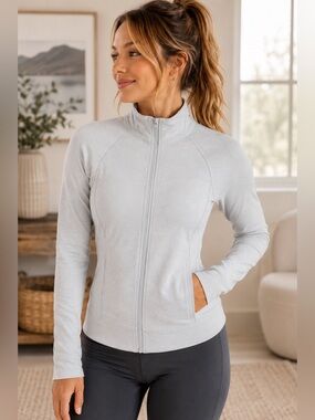 Yogalicious Lux Heather Grey Zip Jacket Athletic Fitted Women’s Activewear Large